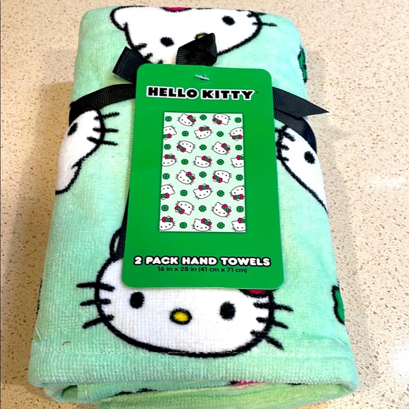 Hello Kitty Other - Hello Kitty NWT Mint Green Plush Hand Towels - 2 Pack